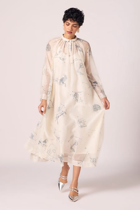 The Summer House Cheryl Zodiac Print Handwoven Midi Dress 