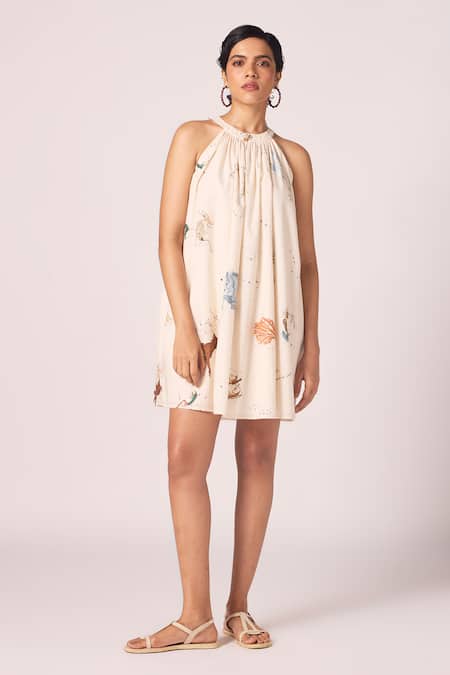 The Summer House Chica Zodiac Print Cotton Short Dress 