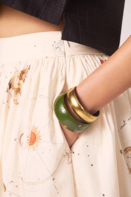 Shop_The Summer House_Cream Cambric, Cotton Maud Zodiac Print Midi Skirt _Online_at_Aza_Fashions