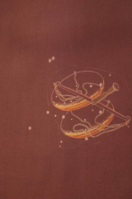 Buy_The Summer House_Brown Tencel Halter Neck Vannam Zodiac Print Dress 