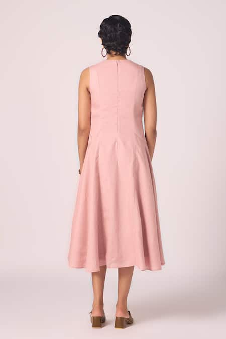 The Summer House Pyxis Rose Linen Solid Midi Dress