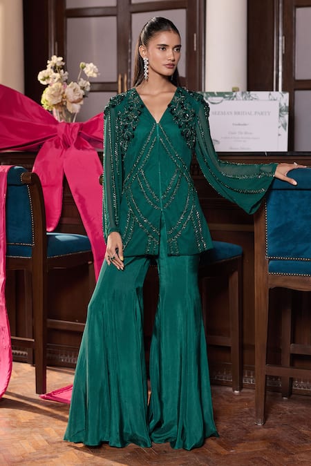 Seema Thukral Gazal Embellished Jacket & Flared Pant Set 