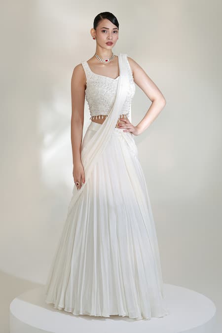 Libas Cafe by Nidhi & Ashish Mist Lehenga Saree Set 