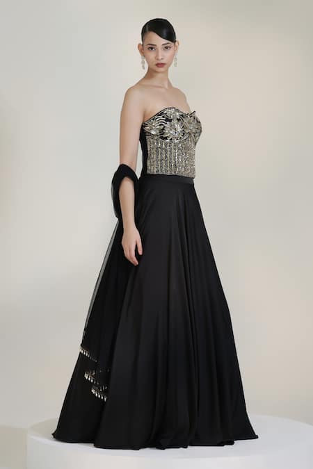 Libas Cafe by Nidhi & Ashish Eclipse Embroidered Corset Lehenga Set 