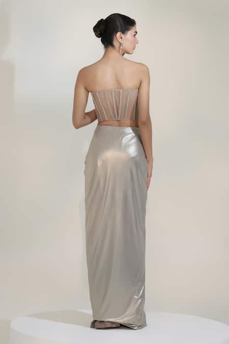 Libas Cafe by Nidhi & Ashish Platinum Corset With Dhoti Skirt 