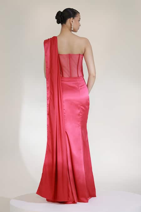 Libas Cafe by Nidhi & Ashish Ruby Hour Pre-Draped Skirt Saree With Corset 