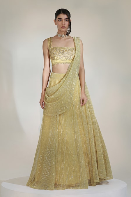 Libas Cafe by Nidhi & Ashish Noorish Embroidered Draped Lehenga With Blouse 