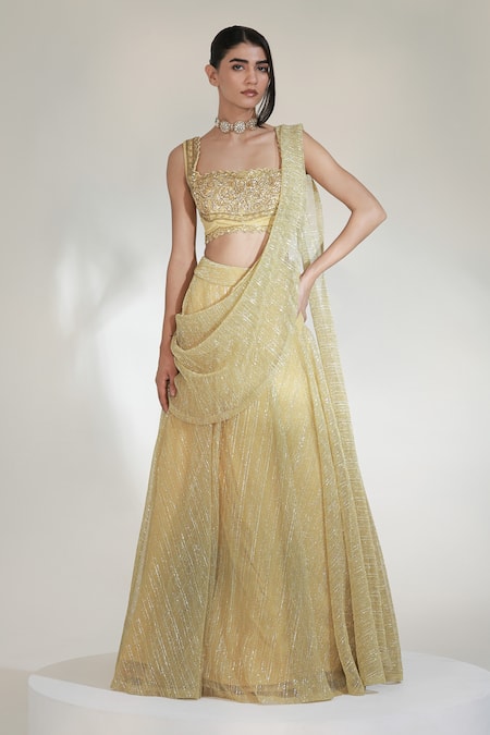 Libas Cafe by Nidhi & Ashish Noorish Embroidered Draped Lehenga With Blouse 
