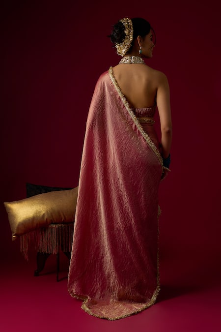 RAYASHA KHAN Suhoor Tissue Saree With Halter Neck Blouse 