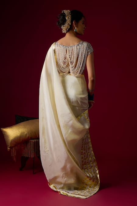 RAYASHA KHAN Noor Silk Tissue Saree & Embroidered Blouse Set 