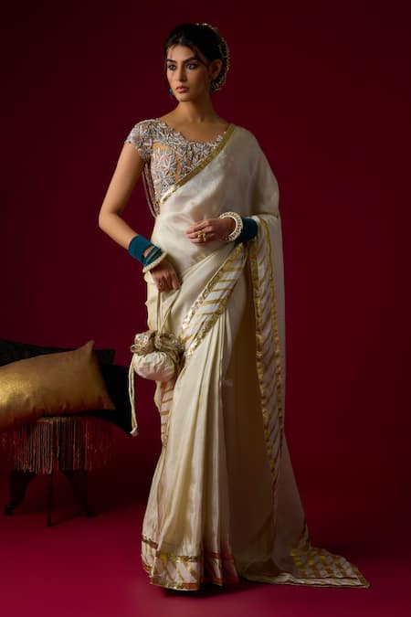 RAYASHA KHAN Noor Silk Tissue Saree & Embroidered Blouse Set 