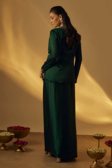 RAYASHA KHAN Satin Jacket with Draped Skirt 