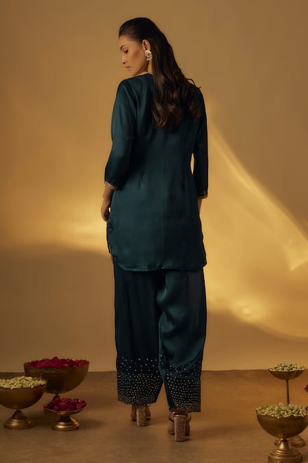 RAYASHA KHAN Midnight Blue Kurta Farshi Salwar Set 