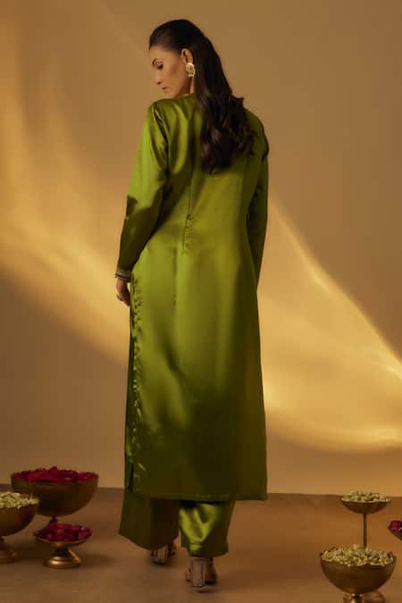 RAYASHA KHAN Mehendi Green Kurta Set 