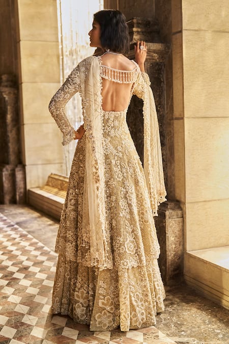 Seema Gujral Pearl Embroidered Jacket Lehenga Set 