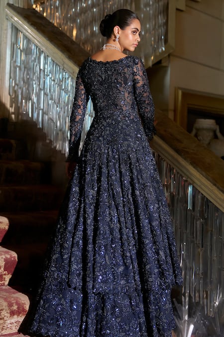 Seema Gujral Midnight Embroidered Jacket Lehenga Set 