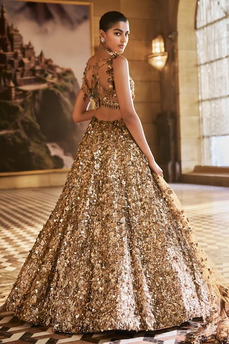 Seema Gujral Metallic 3D Embroidered Bridal Lehenga Set 