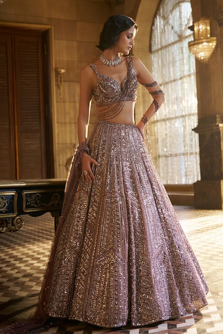 Seema Gujral Dusty Sequin Embroidered Lehenga Set 