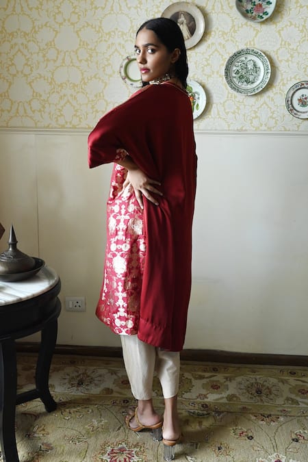 Shorshe Clothing RajBaari Brocade Floral Kurta & Dhoti Pant Set 