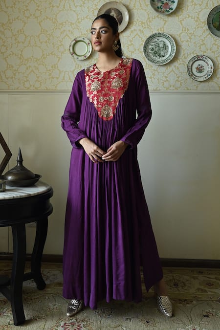 Shorshe Clothing Vaani Brocade Yoke Woven Dress 