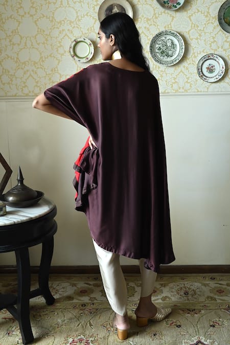 Shorshe Clothing Embroidered Silk Cape & Dhoti Pant Set 