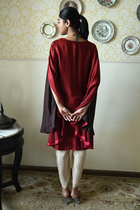 Shorshe Clothing Embroidered Silk Cape & Dhoti Pant Set 