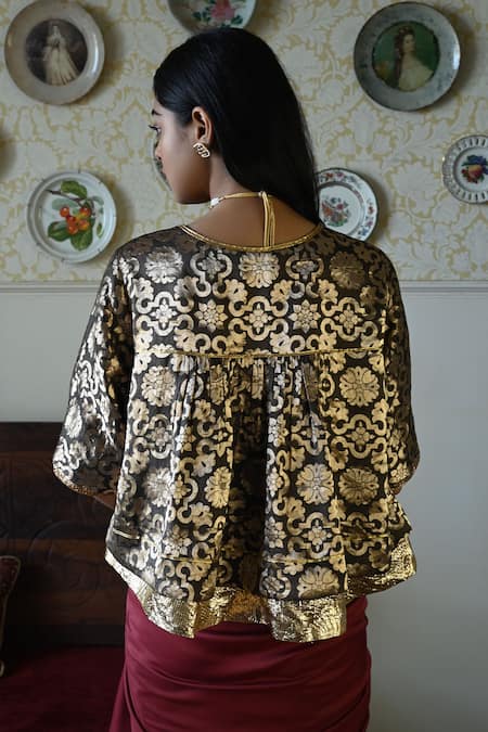 Shop_Shorshe Clothing_Red Silk Lace, Embroidery Trim And Hand Saree _Online_at_Aza_Fashions