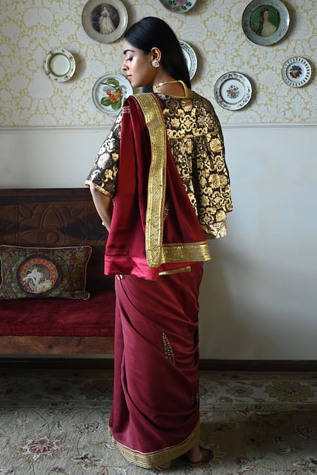 Shorshe Clothing Lace Trim & Hand Embroidered Saree 