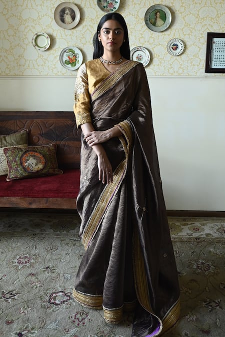 Shorshe Clothing Sati Chanderi Silk Stripes Saree 