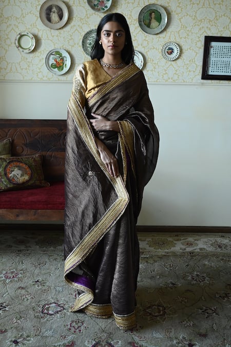 Shorshe Clothing Sati Chanderi Silk Stripes Saree 