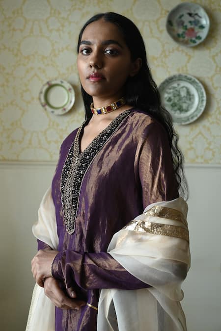 Shorshe Clothing Anaar Organza Lace Trim Dupatta 