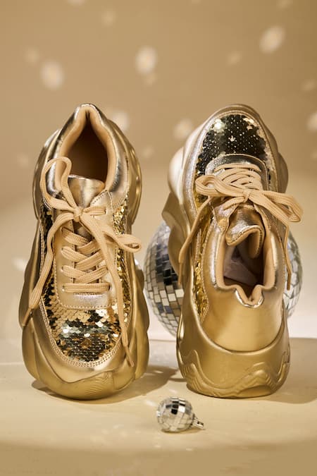 House Of Vian Aurelia Gold Embellished Sneakers 