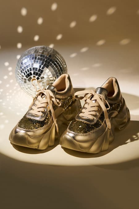 House Of Vian Aurelia Gold Embellished Sneakers 