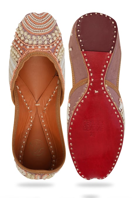 NR By Nidhi Rathi Pearl & Bead Embellished Jutti