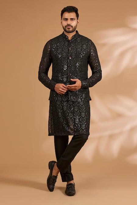 Rabani & Rakha Sequined Jaal Bundi Kurta Set 