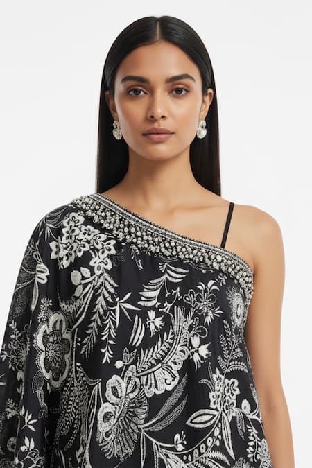 Basanti - Kapde Aur Koffee Crepe Embroidered Cape Sharara Set 
