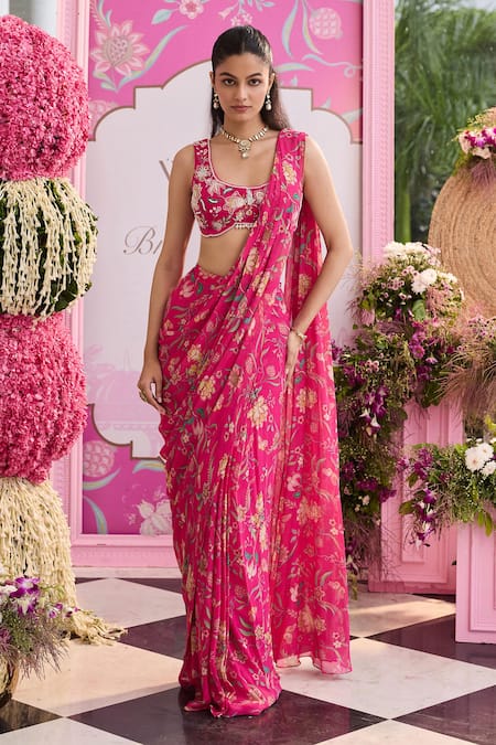 Seema Thukral Zoha Printed Pre-Stitched Saree With Blouse 