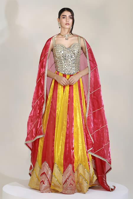 Libas Cafe by Nidhi & Ashish Mirage Colorblock Lehenga Set 