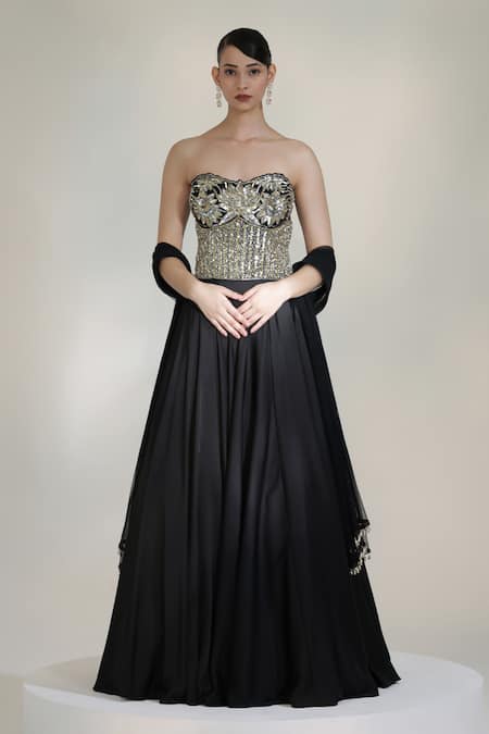 Libas Cafe by Nidhi & Ashish Eclipse Embroidered Corset Lehenga Set 