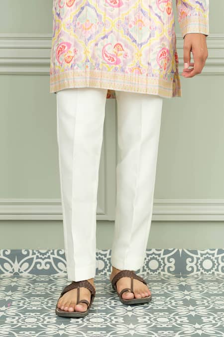 Niloufer By Aasif Ally_Beige Silk Dil Pasand Abstract Print Kurta And Pant Set _Online_at_Aza_Fashions