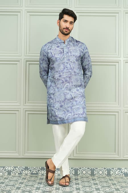 Niloufer By Aasif Ally Dil se Desi Printed Keri Motif Silk Kurta & Pant Set 