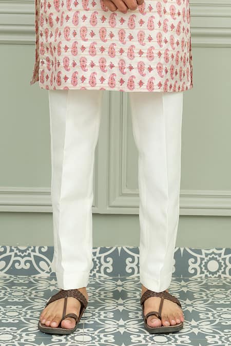 Niloufer By Aasif Ally_Off White Silk Kacchi Keri Printed Kurta And Pant Set _Online_at_Aza_Fashions