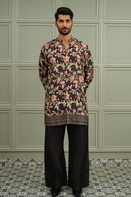 Niloufer By Aasif Ally Nawabi Twist Printed Kurta & Plain Pant Set 