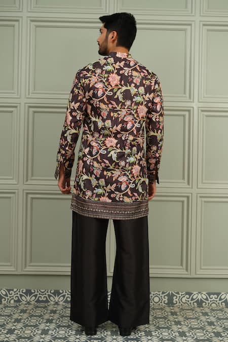 Niloufer By Aasif Ally Nawabi Twist Printed Kurta & Plain Pant Set 