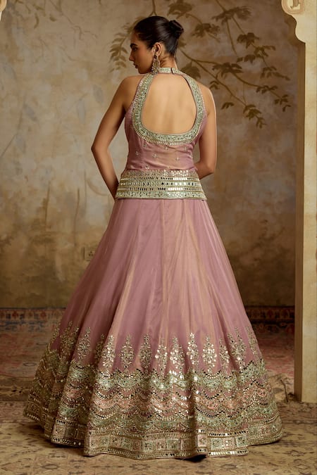 Shop SUHINO Purple Tissue, Organza Mirrors, Gota Patti, Embroidery Patch Kurta Lehenga Set at Aza Fashions Shop_SUHINO_Purple Tissue, Organza Mirrors, Gota Patti, Embroidery Patch Kurta Lehenga Set _at_Aza_Fashions