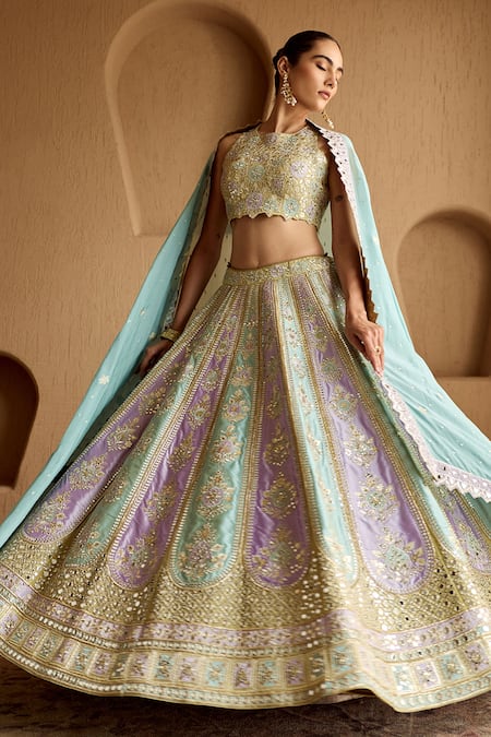 SUHINO Patchwork Tissue Lehenga Set 