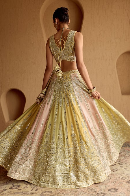 SUHINO Colorblock Embroidered Lehenga Set