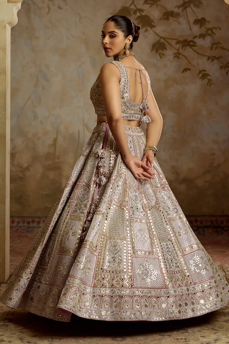 SUHINO Purple Tissue Embroidered Lehenga Set 