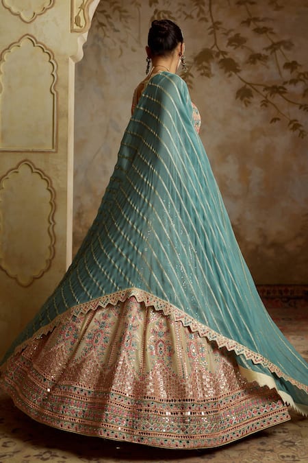 SUHINO Ivory Tissue Embroidered Lehenga Set 