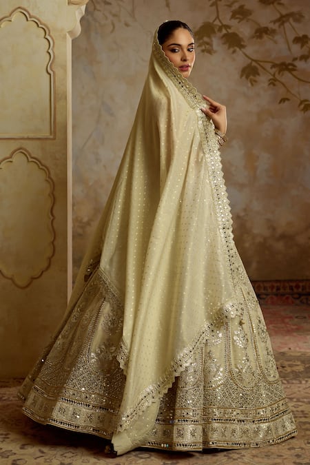 SUHINO Ivory Tissue Embroidered Lehenga Set 